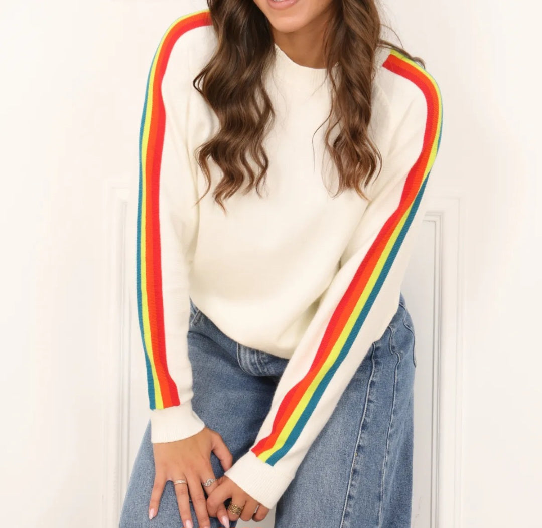 Pull écru manches multi