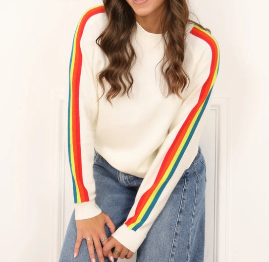 Pull écru manches multi