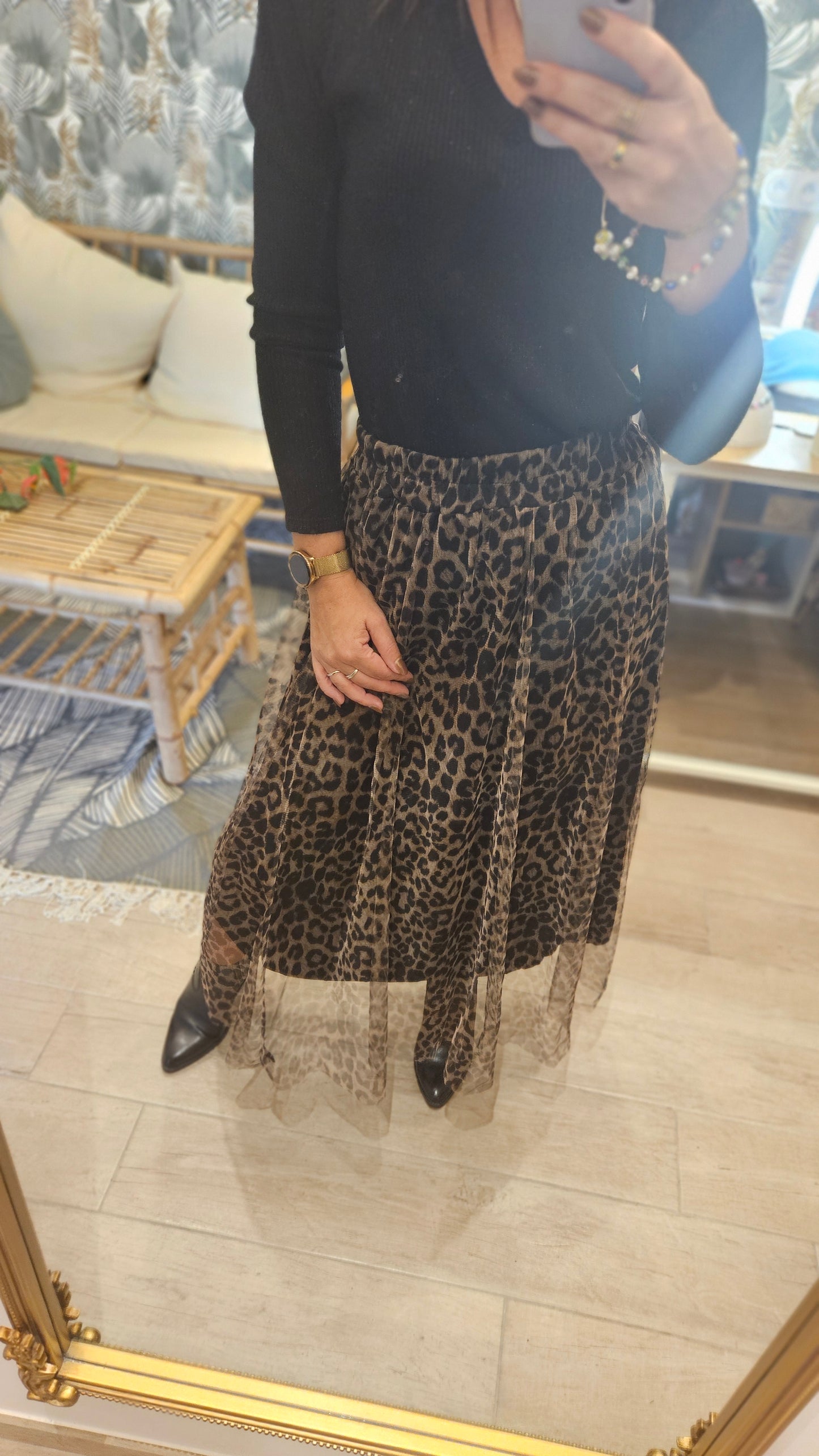 Jupe tulle Léopard marron