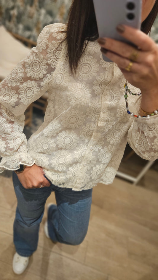 Blouse/chemise écru col lisse
