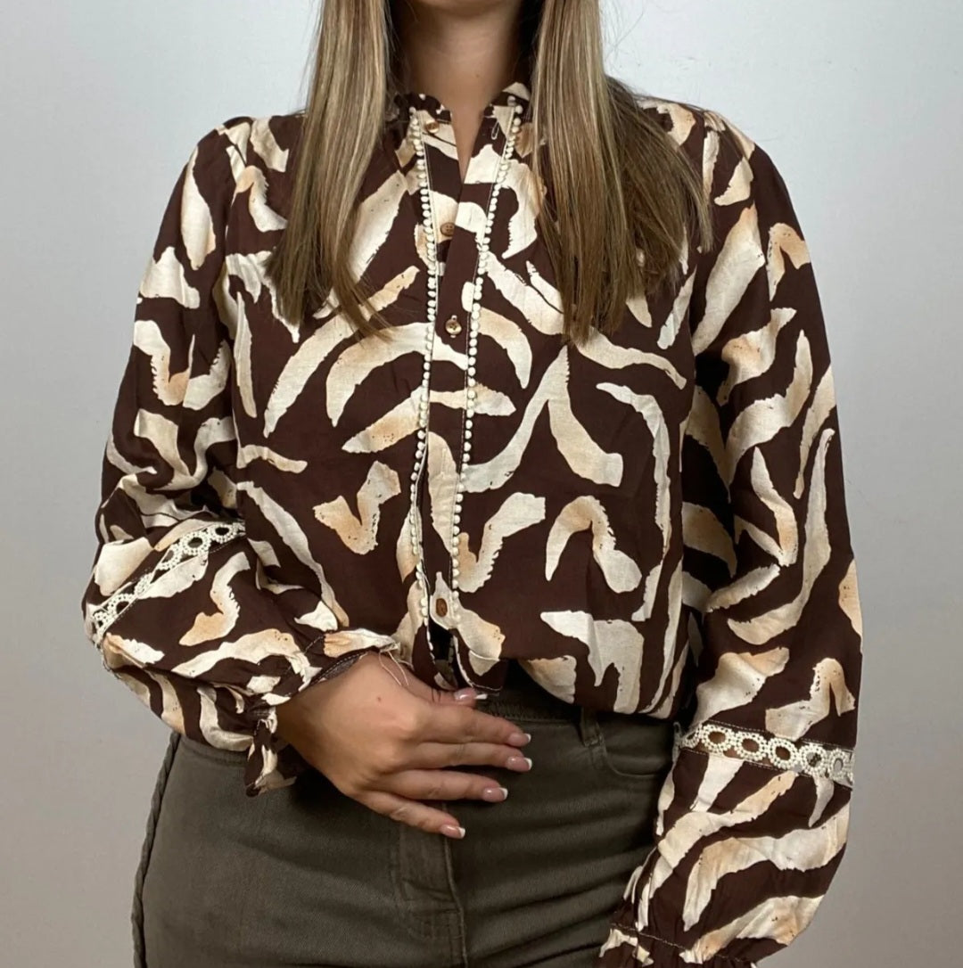 Blouse Marron/Beige
