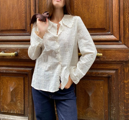Chemise écru col Claudine
