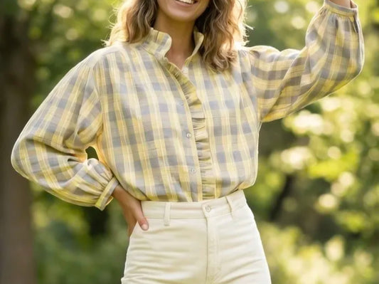 Chemise à carreaux Jaune