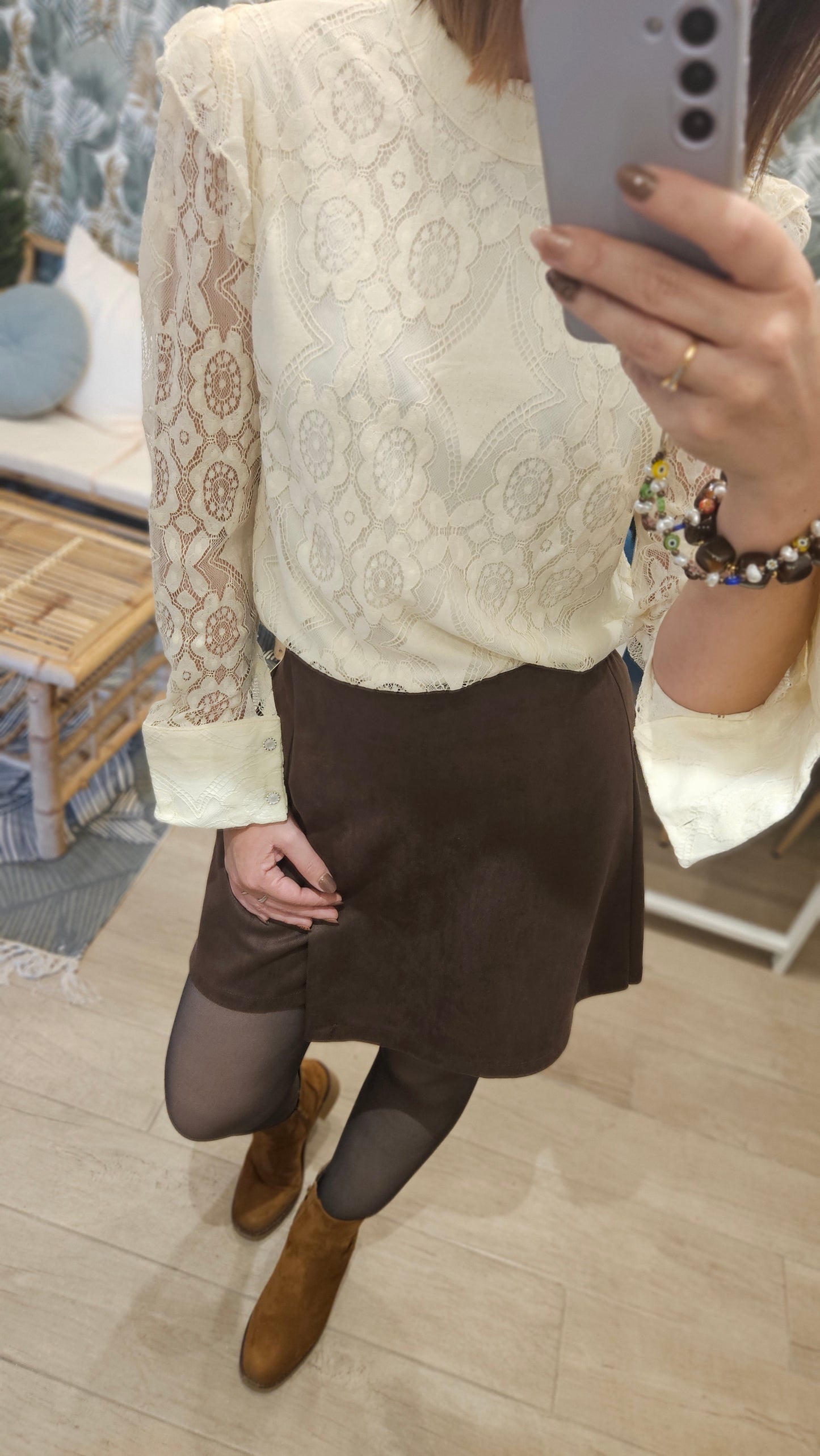 Jupe Short marron suédine