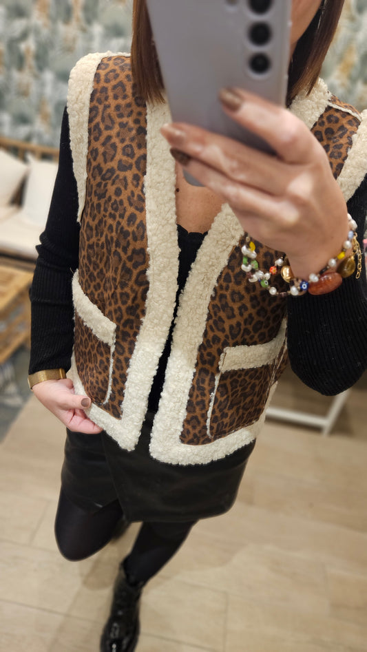 Gilet SM Léopard Marron
