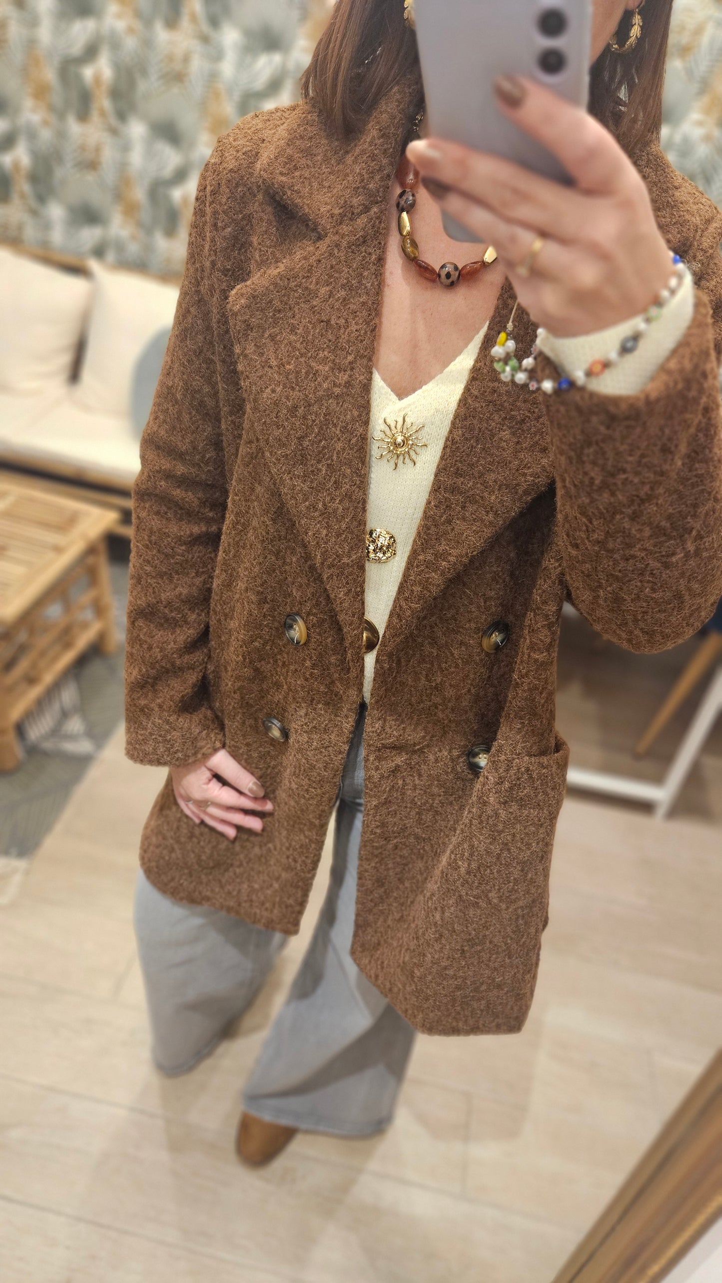 Manteau mi-long Marron