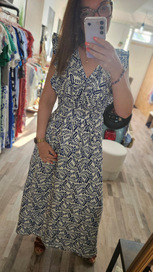 Robe longue motifs bleus SM