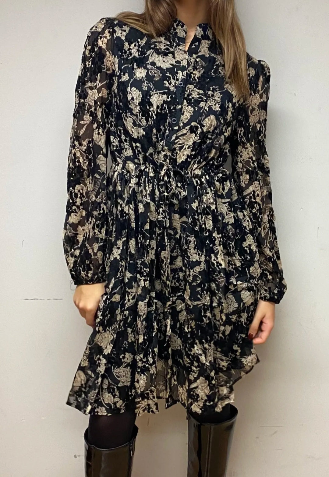 Robe mi-longue Noir/Doré