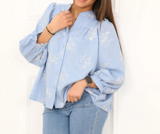 Chemise Bleu ciel/Ecru