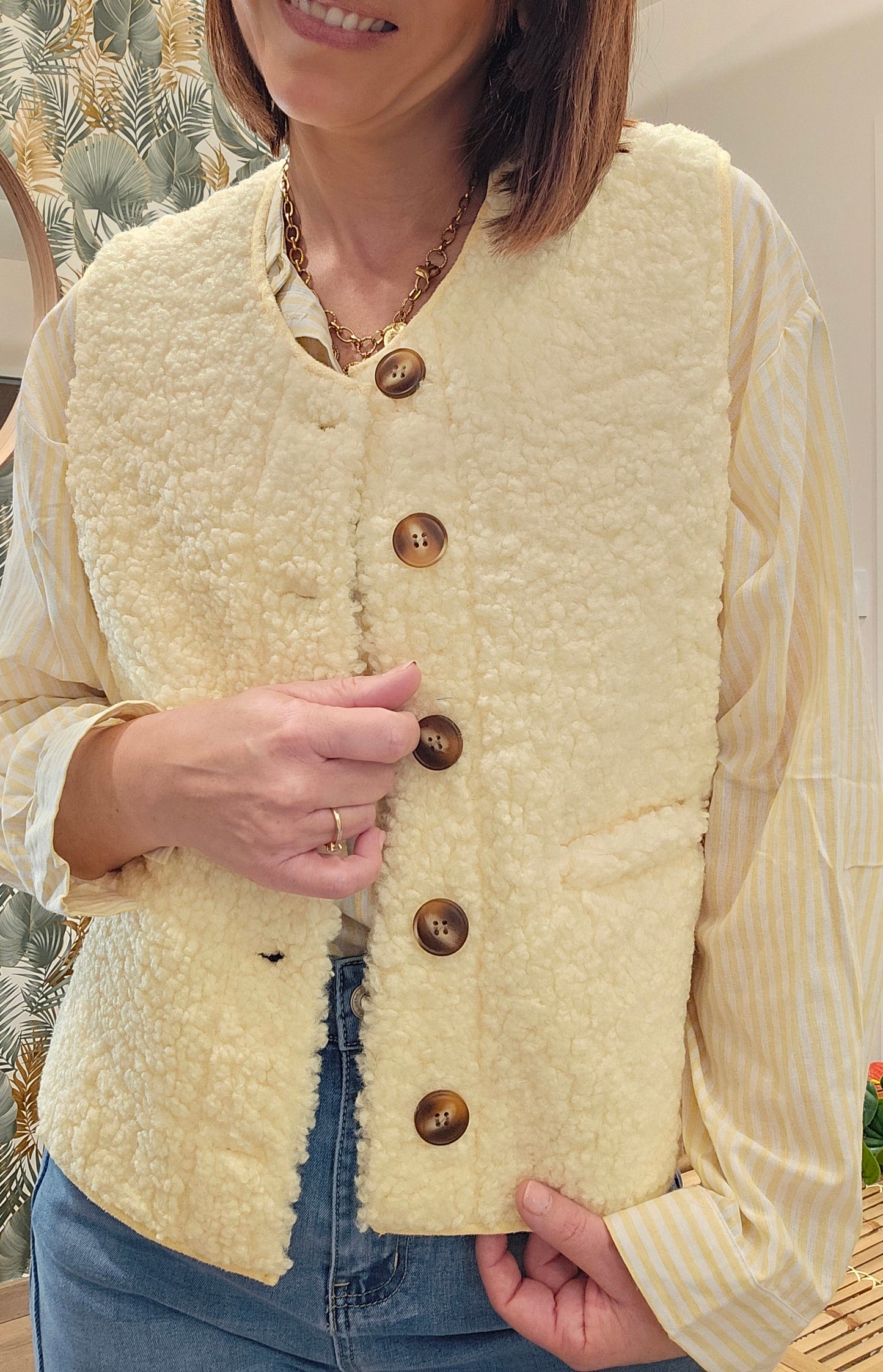 Gilet SM Jaune pale Boutons