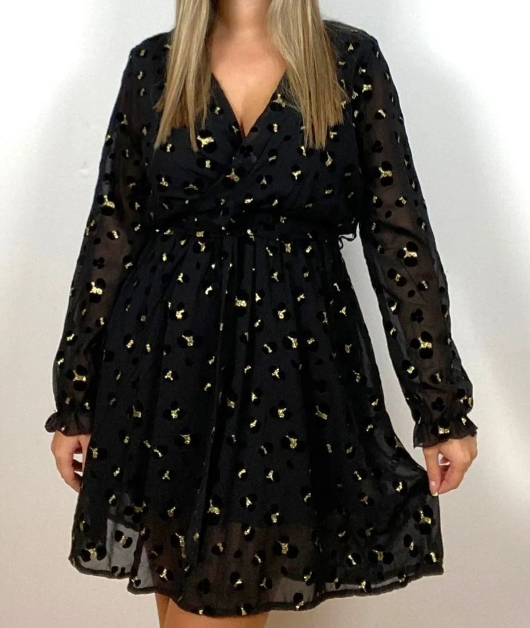 Robe Noir/Doré croisée