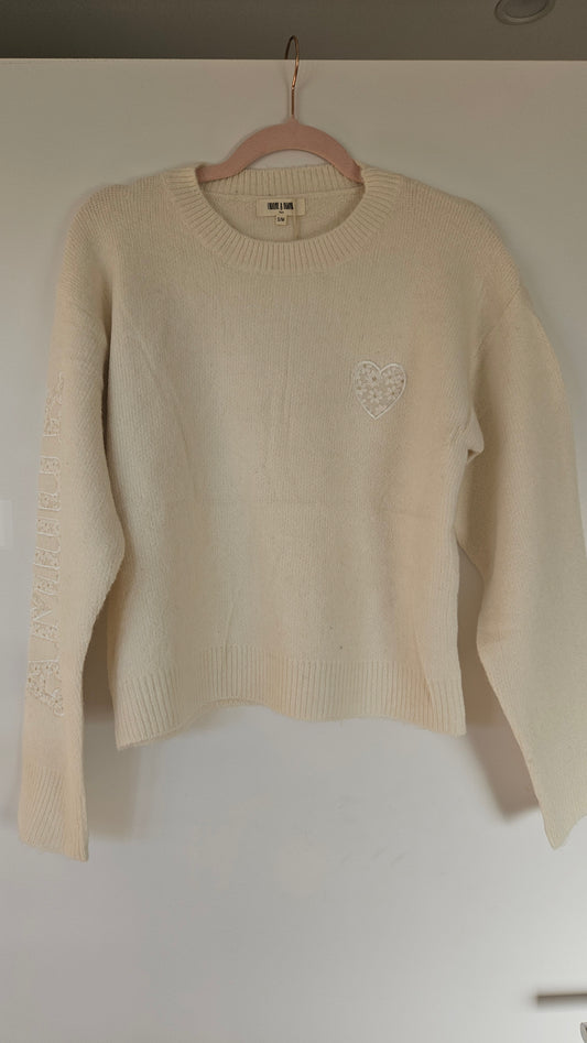 Pull Ecru coeur