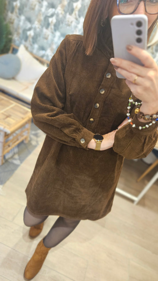Robe velours Marron