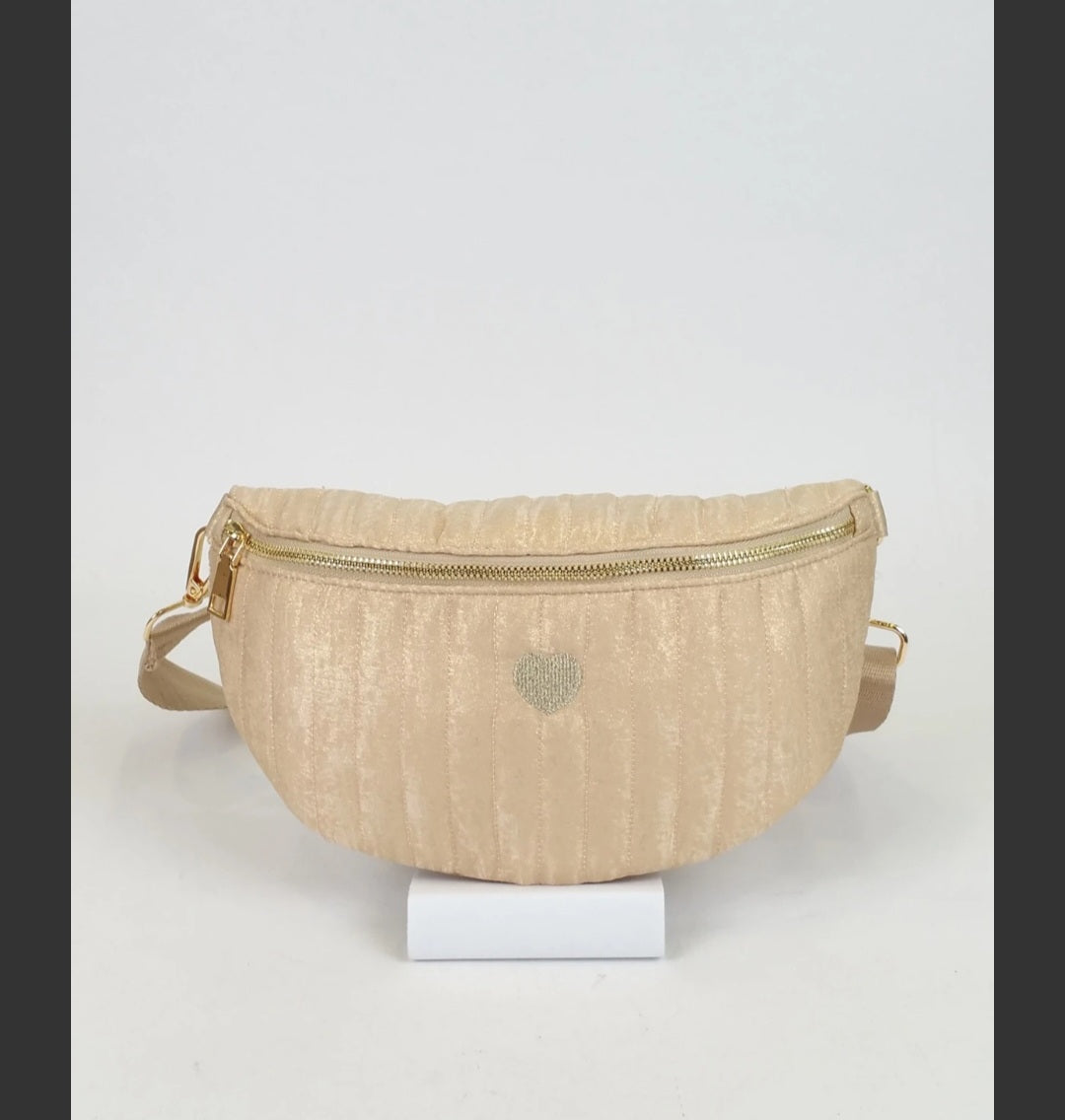 Sac banane Matelassé Coeur Beige
