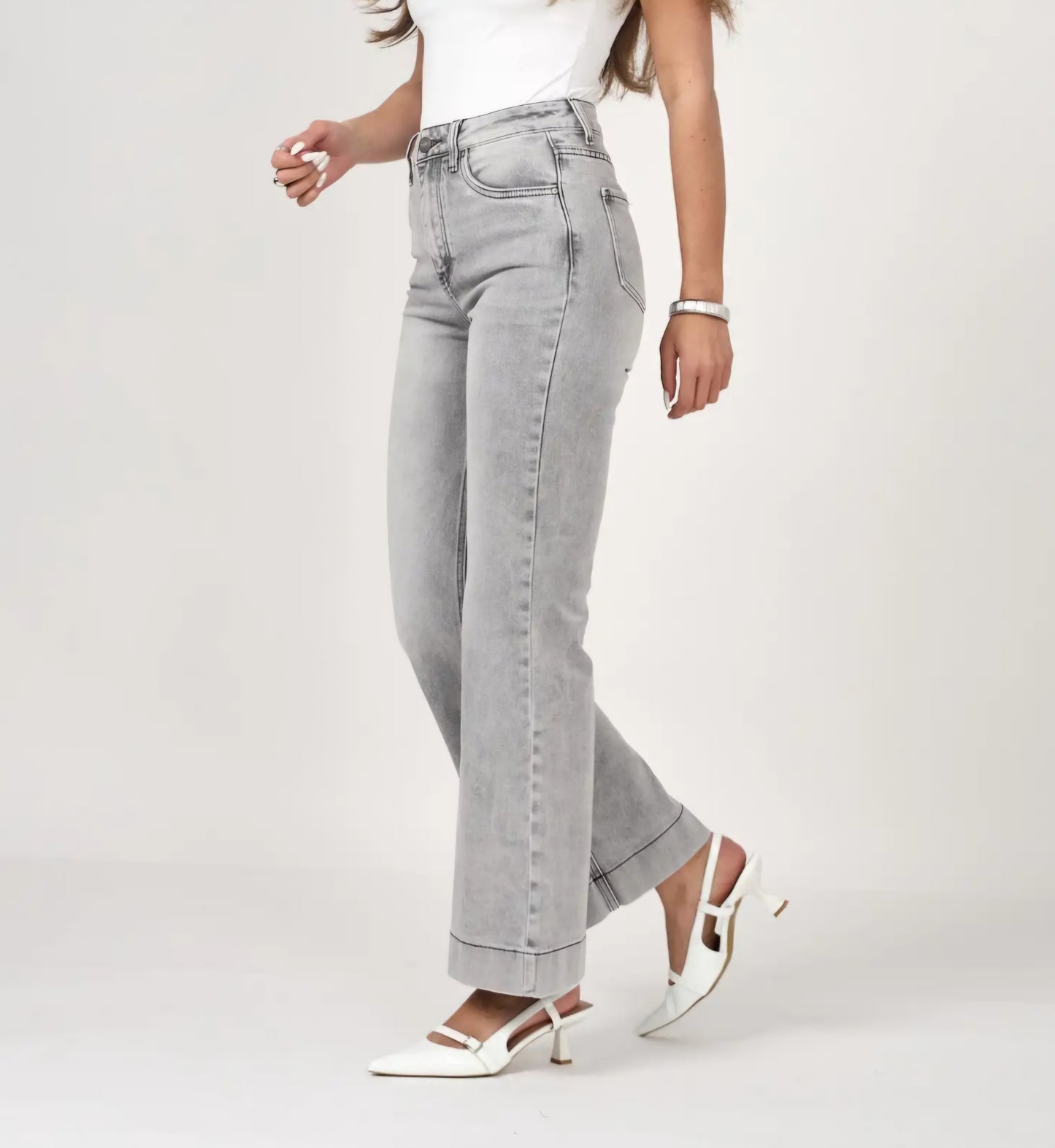 Jean Wide Flare Gris clair