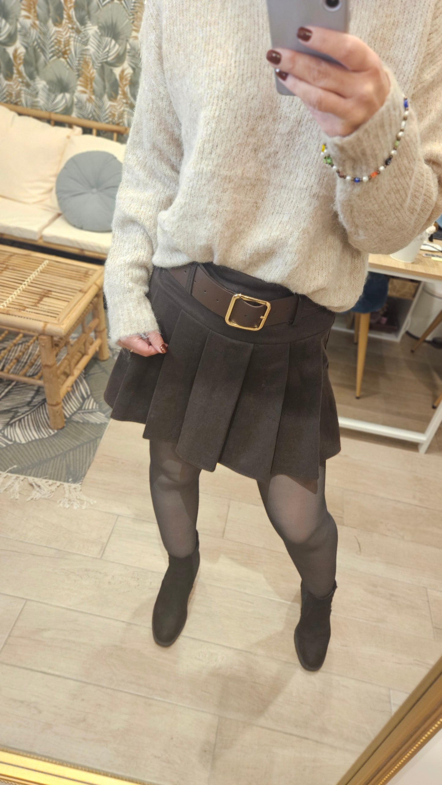 Jupe/short plissée Marron