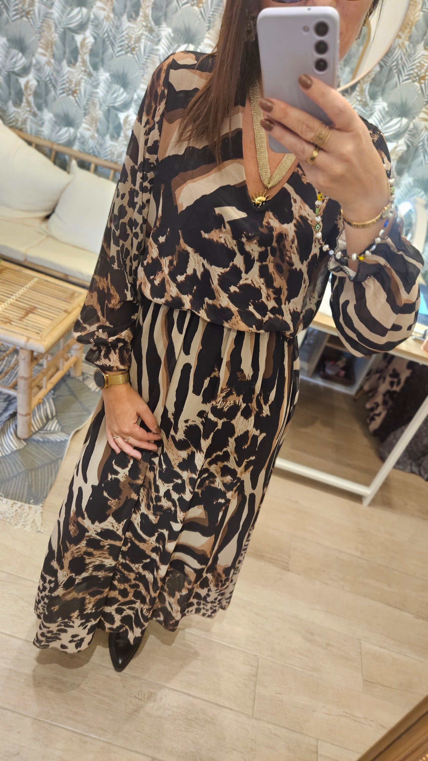 Robe longue fluide Zebrée