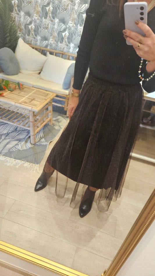 Jupe Tulle léopard noir