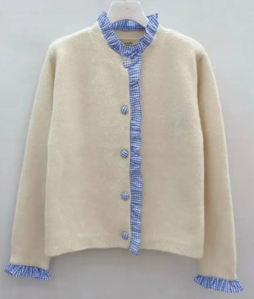 Gilet Ecru/Bleu