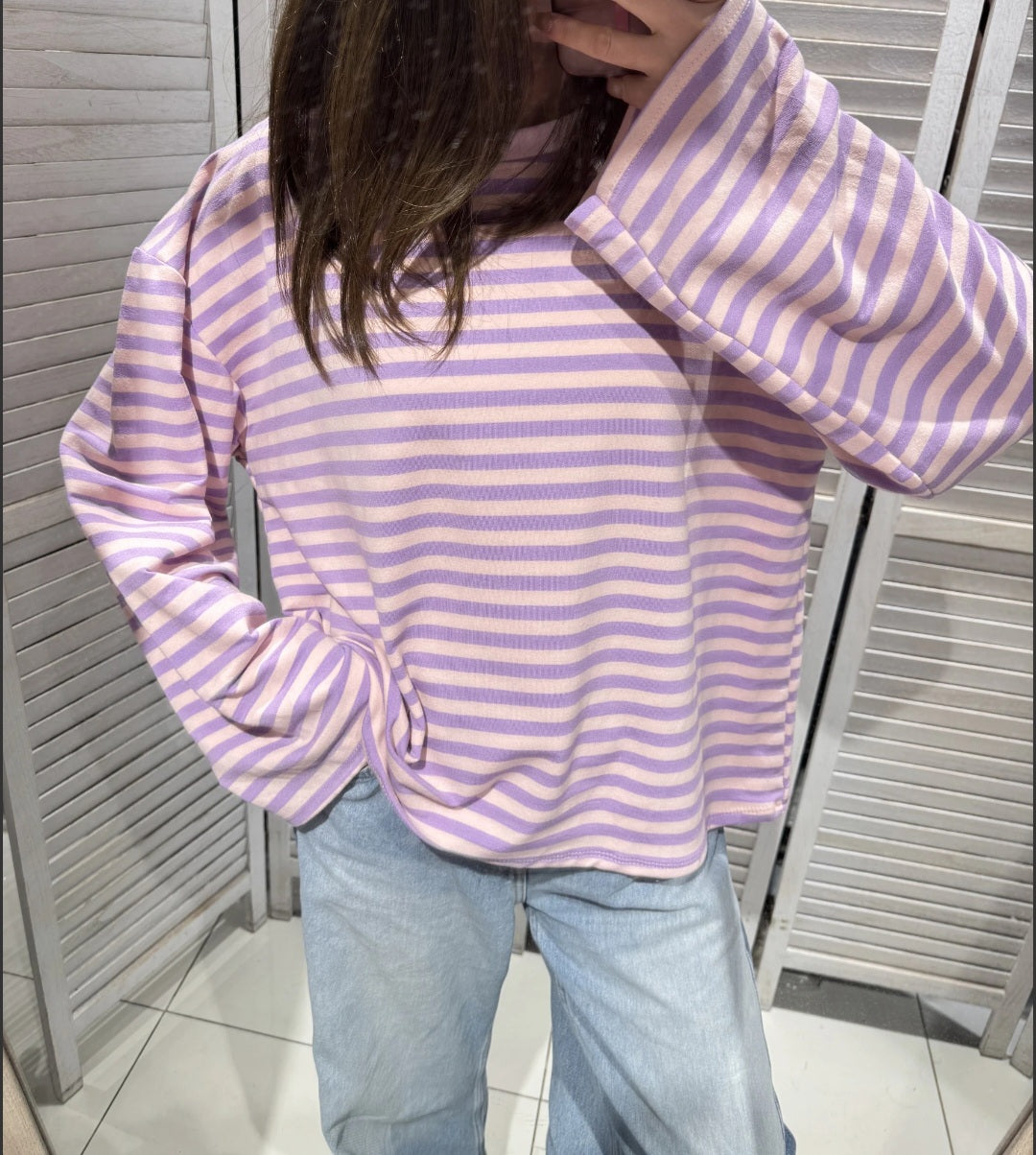 Sweat Rayé Violet/Rose
