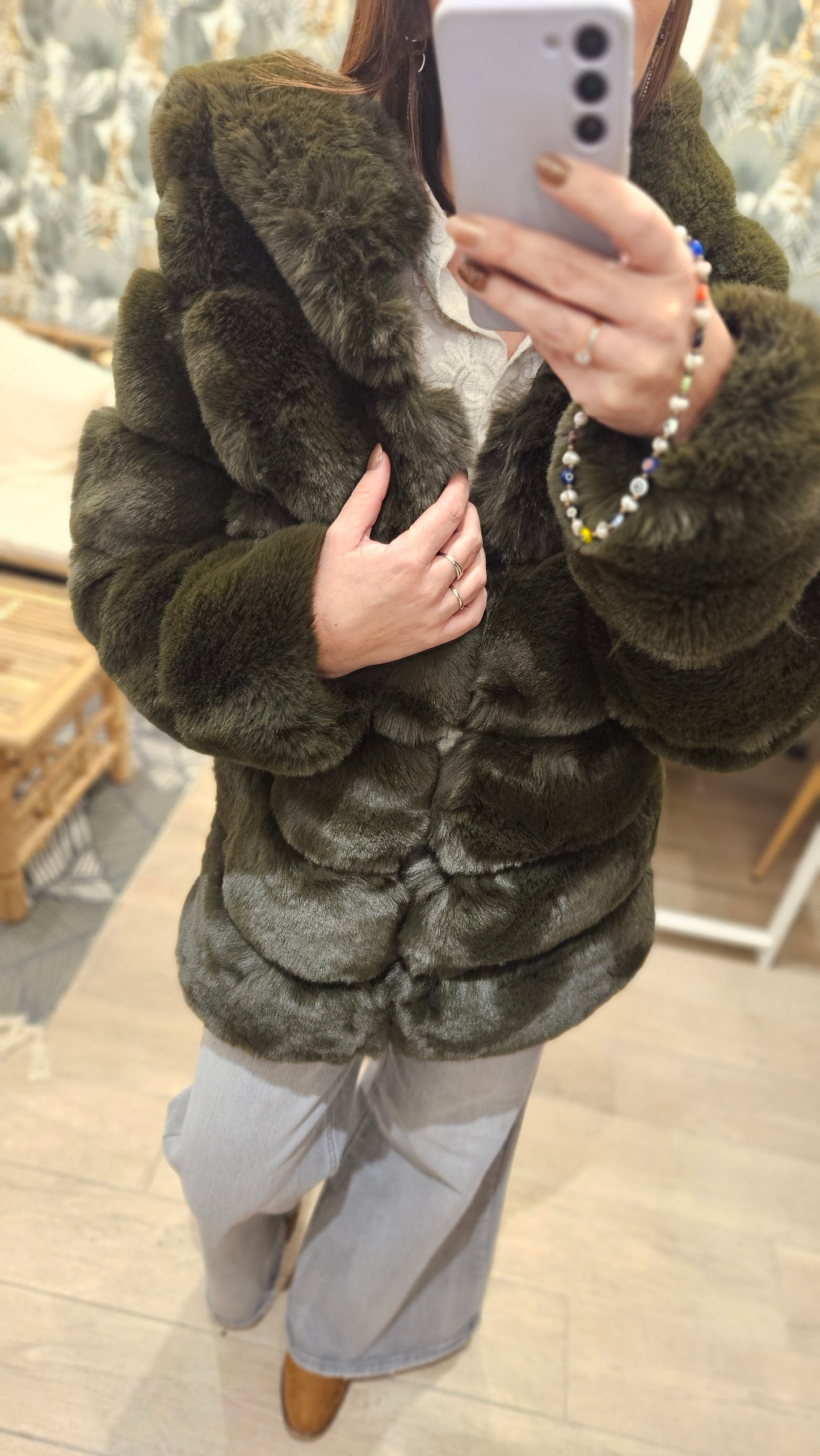 Manteau Kaki Fourrure Capuche