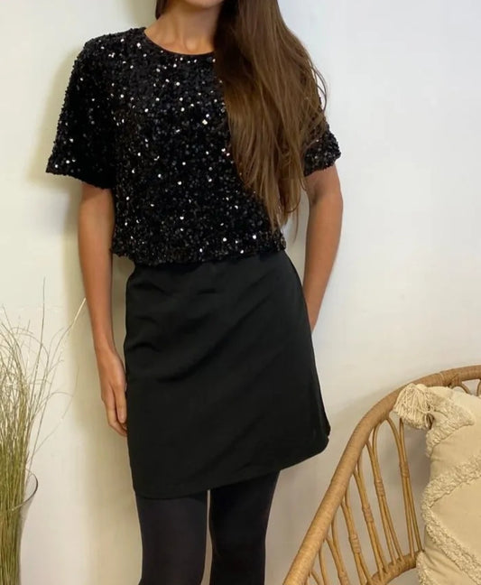 Robe bi-matière Sequins