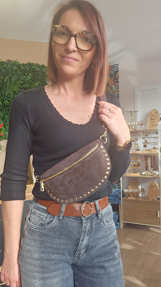 Sac banane Clouté Daim Chocolat