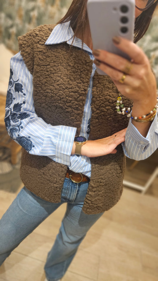 Veste sans manches moumoute Choco
