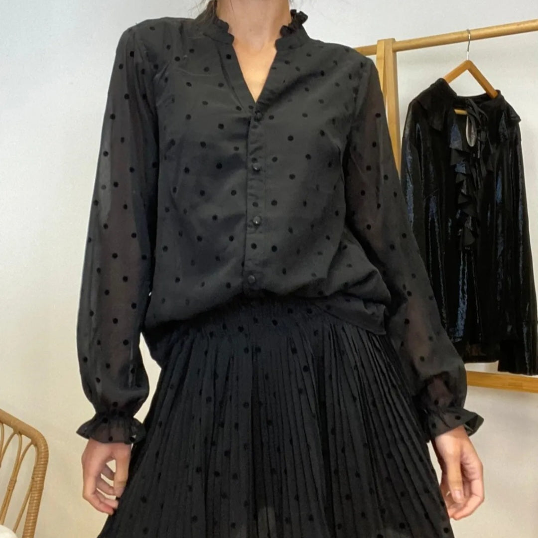 Blouse Noir Pois
