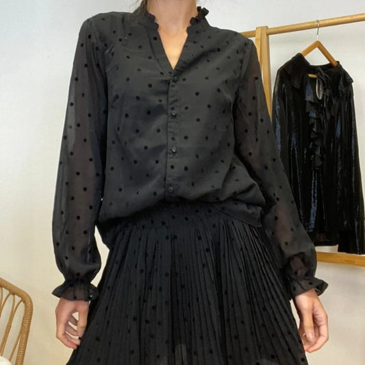 Blouse Noir Pois
