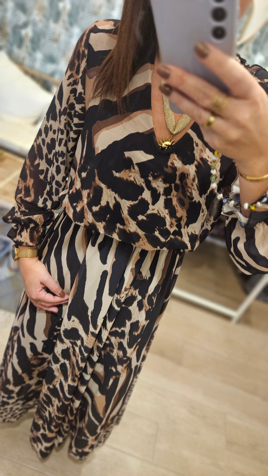 Robe longue fluide Zebrée