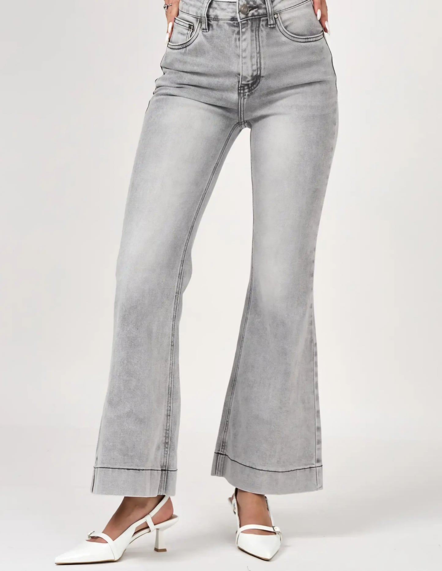 Jean Wide Flare Gris clair
