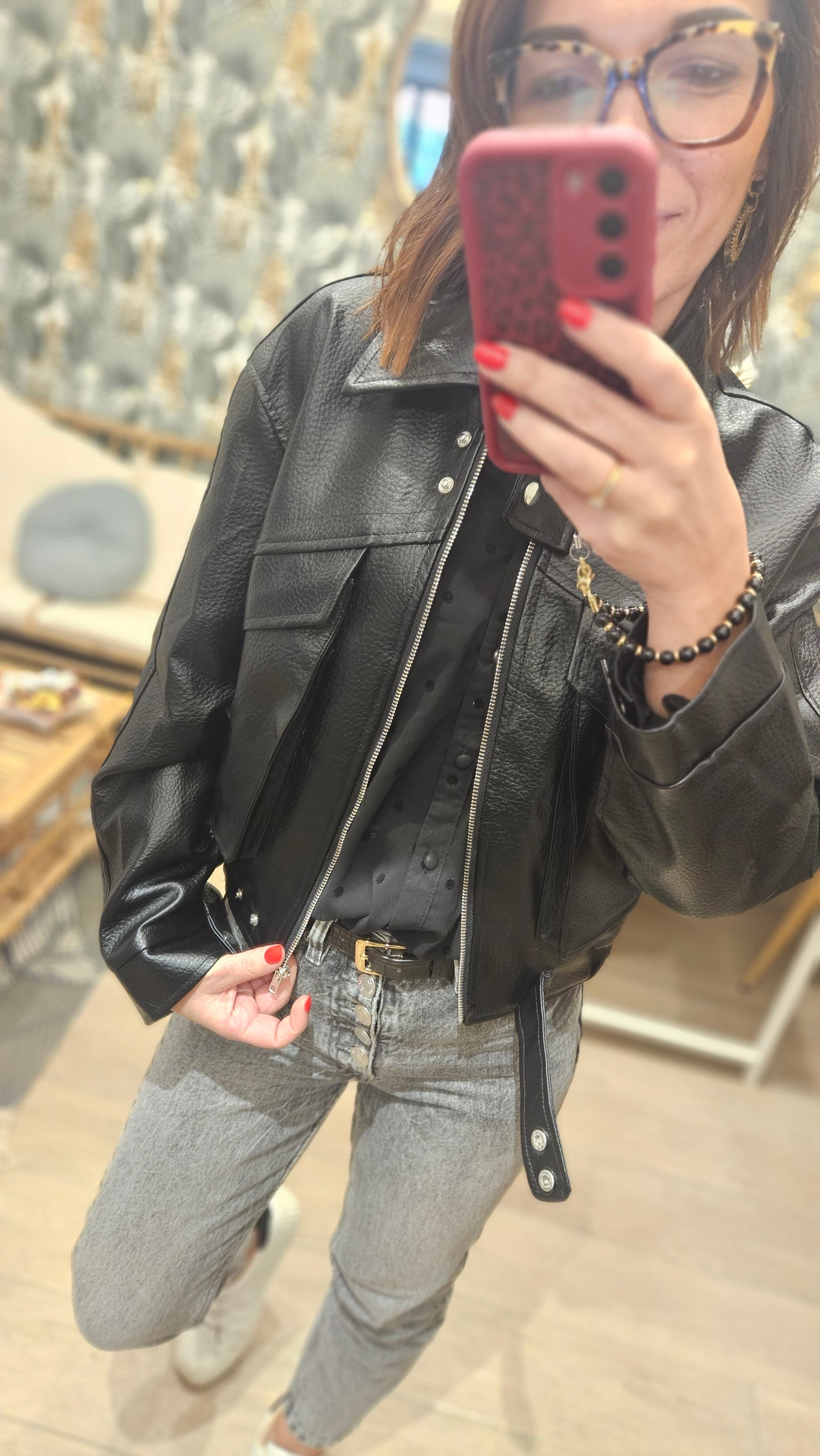 Veste Similicuir Noir