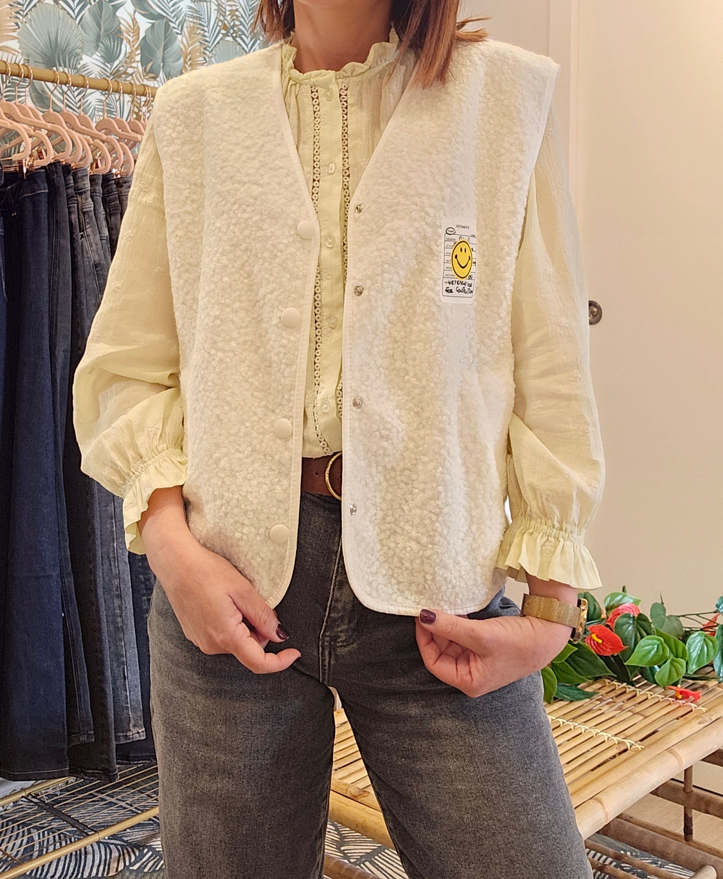 Gilet SM Smiley Blanc