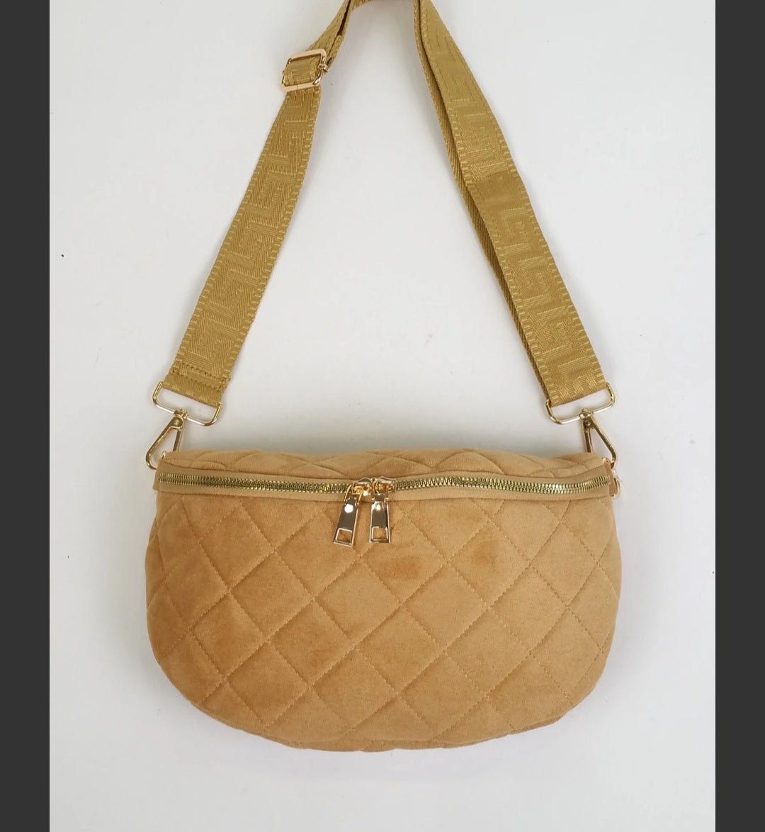 Sac banane Velours matelassé Camel
