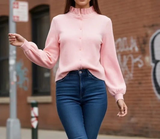 Gilet Rose col montant