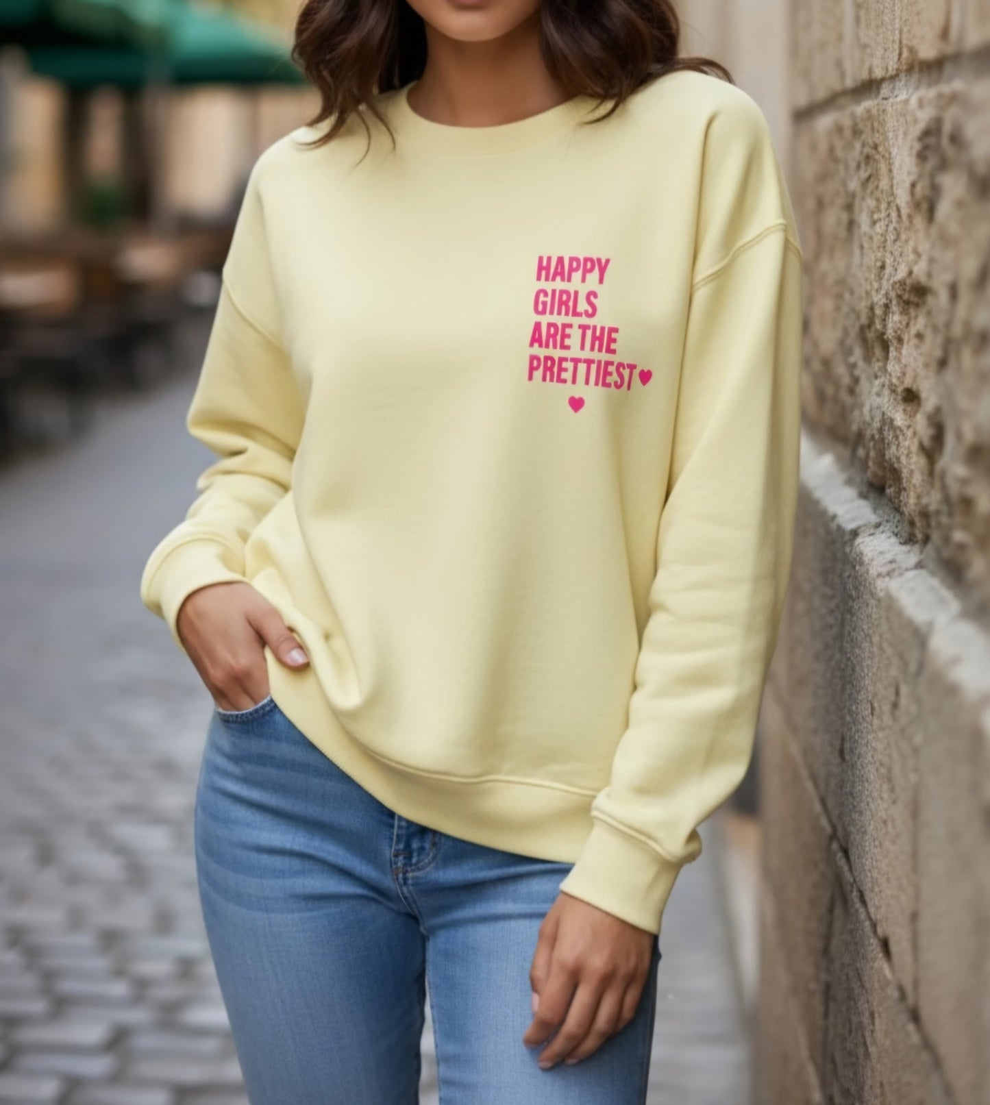 Sweat Happy Jaune clair