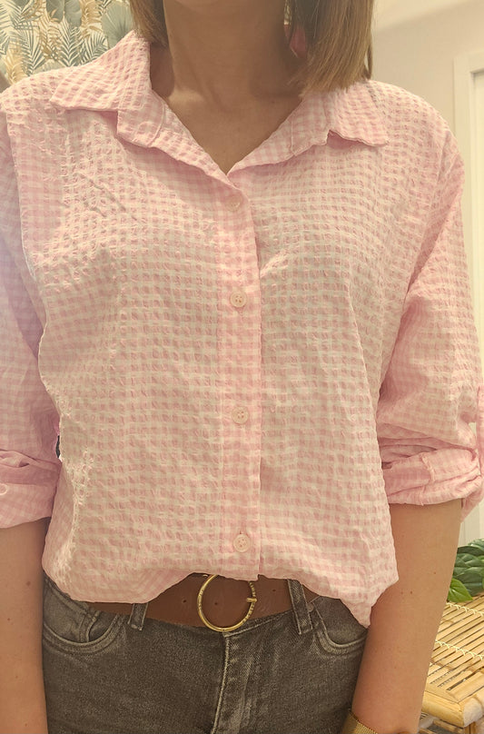 Chemise carreaux Rose