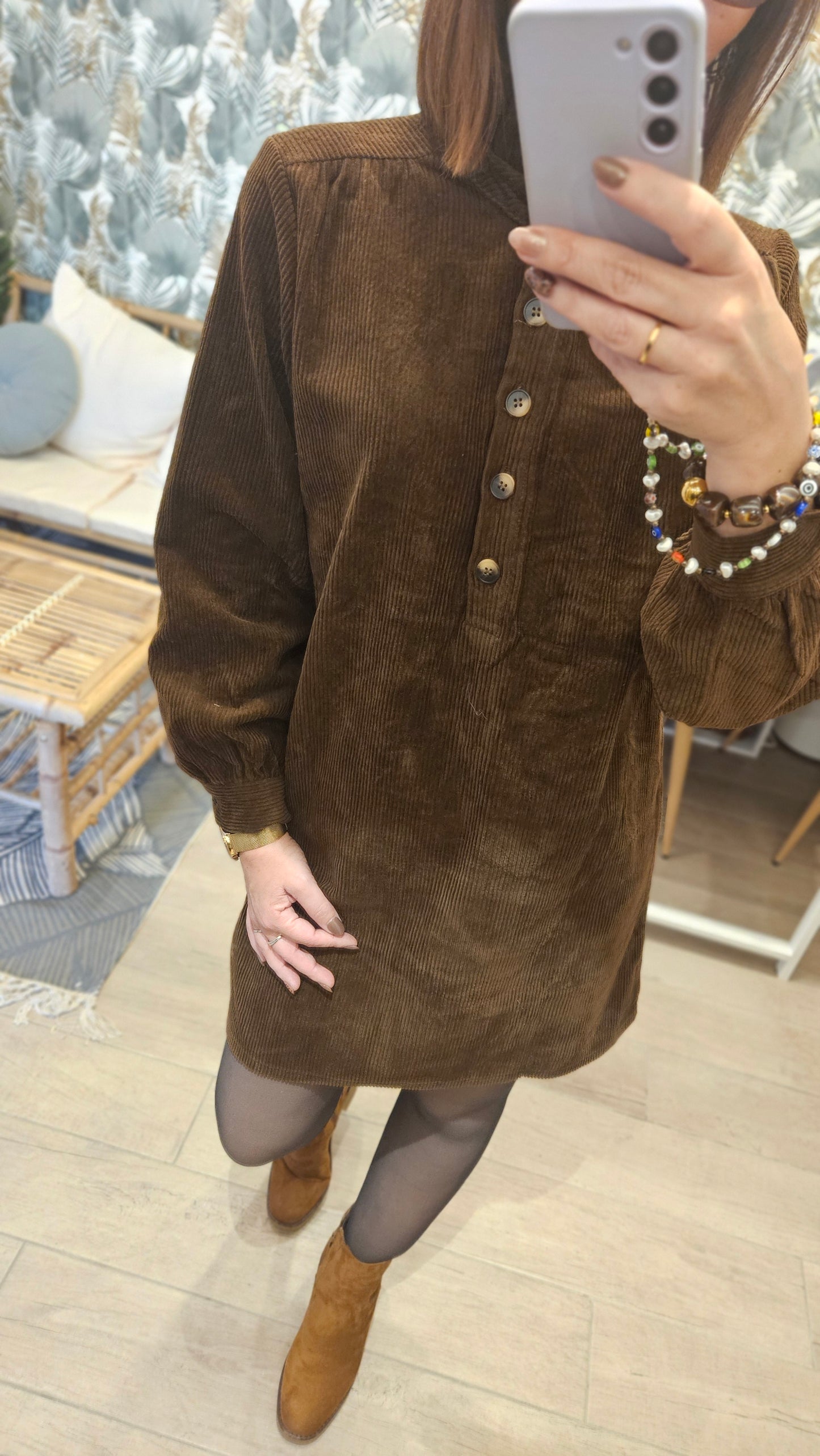 Robe velours Marron