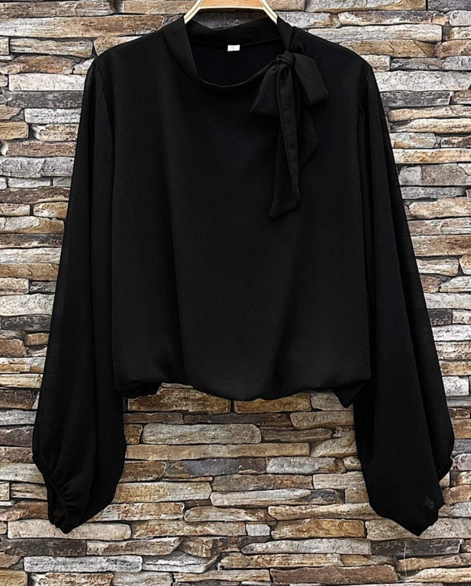Blouse Noir Noeud col