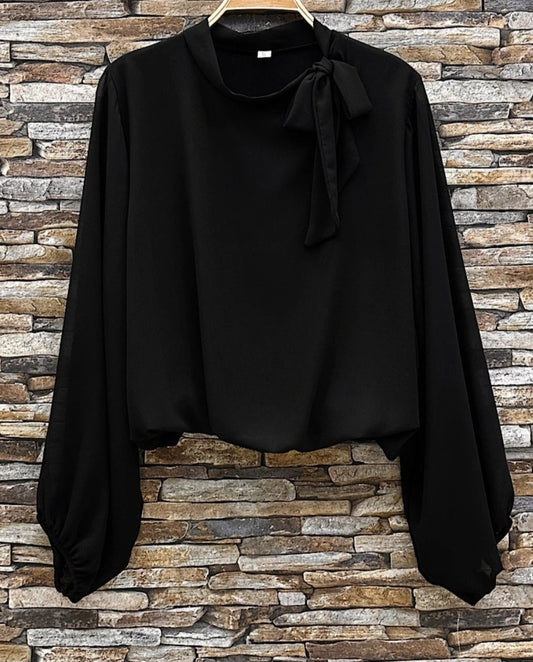 Blouse Noir Noeud col