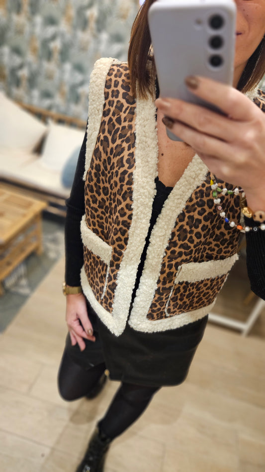 Gilet SM Léopard Camel