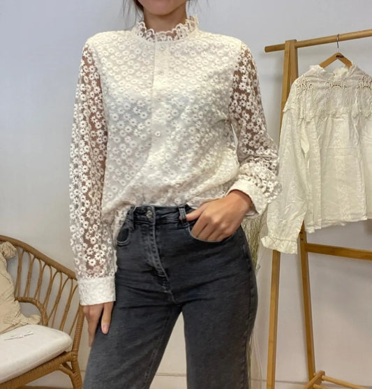 Blouse Ecru Fleurs