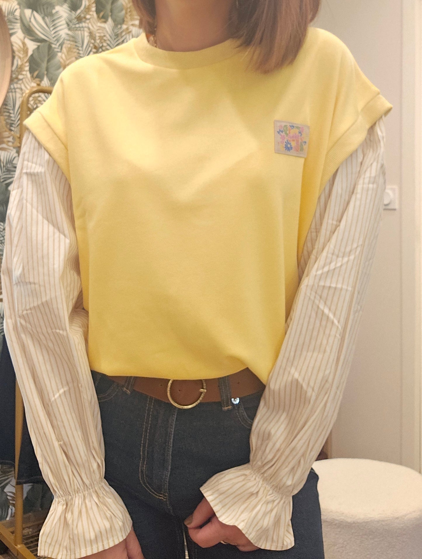 Sweat 2en 1 jaune