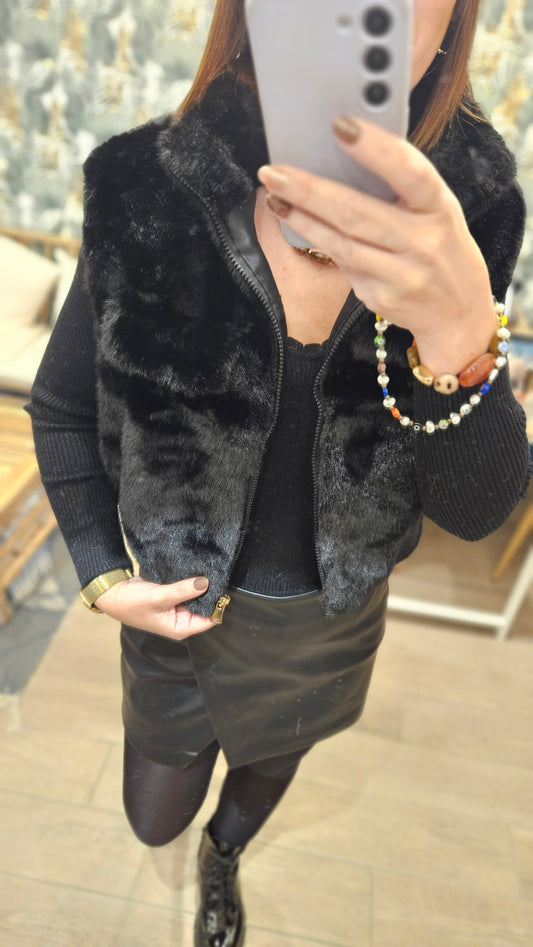Gilet SM Fourrure Noir