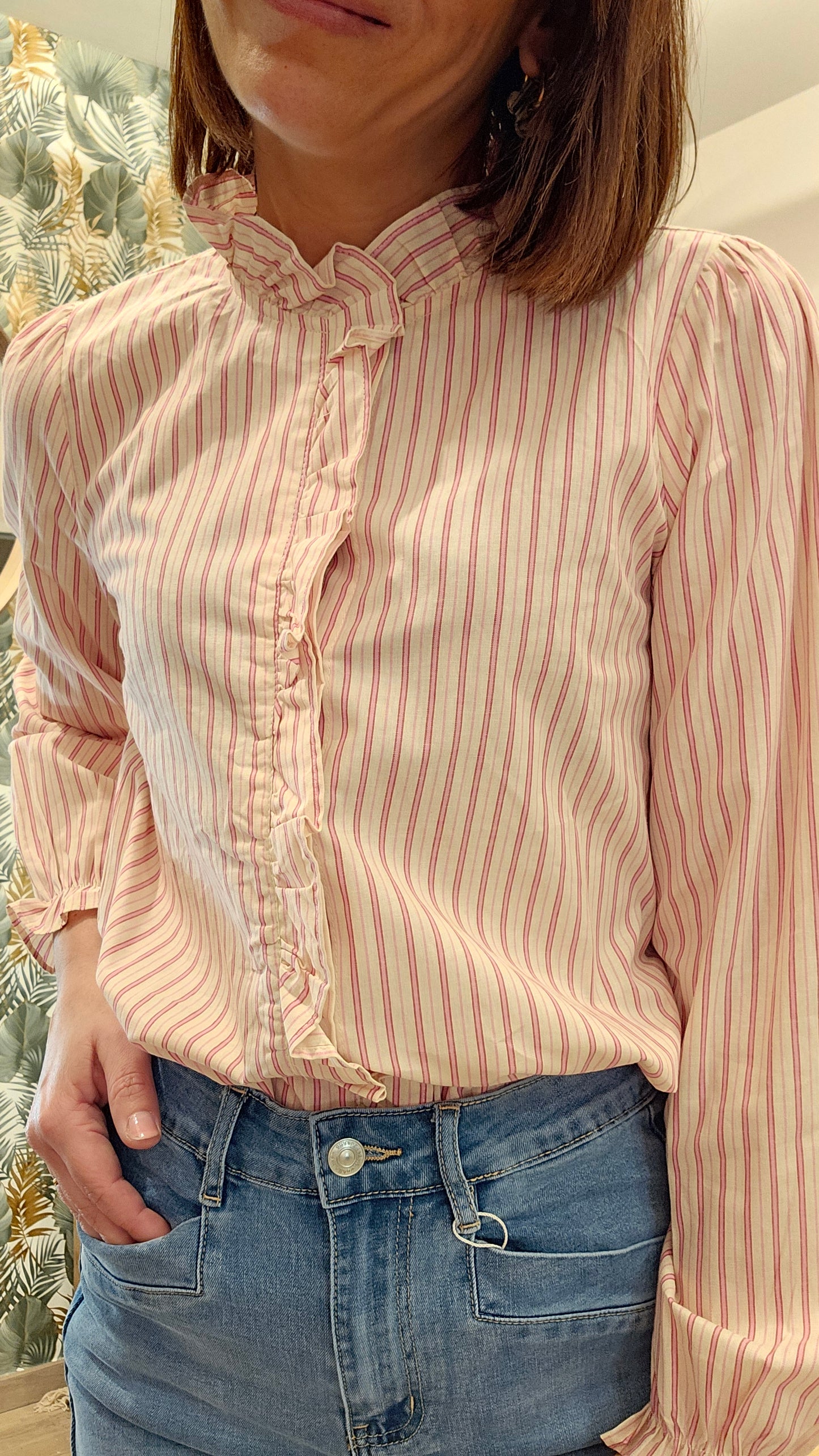 Chemise à rayures roses