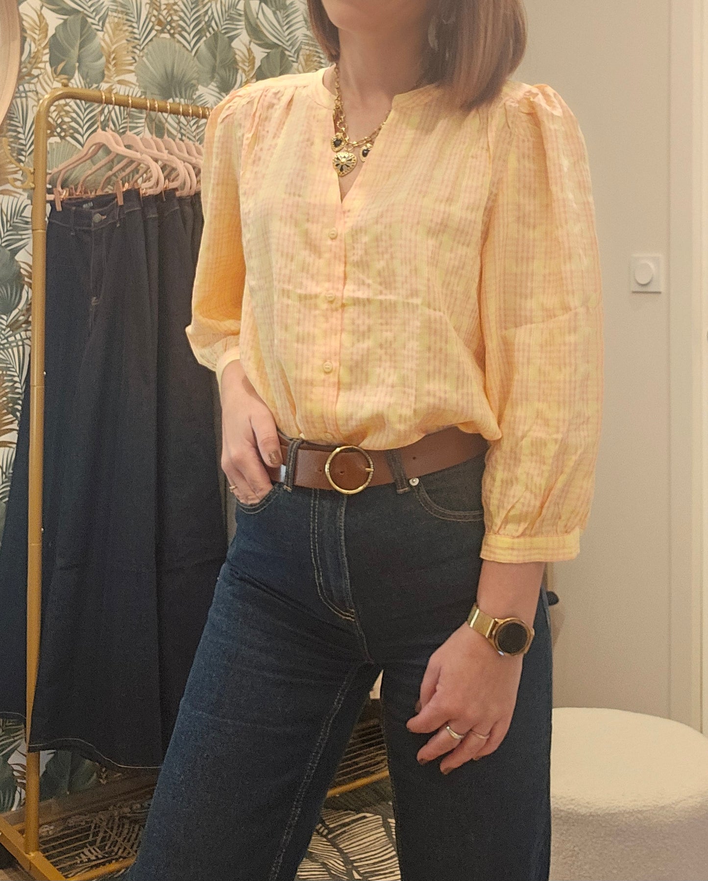 Blouse Jaune/Rose