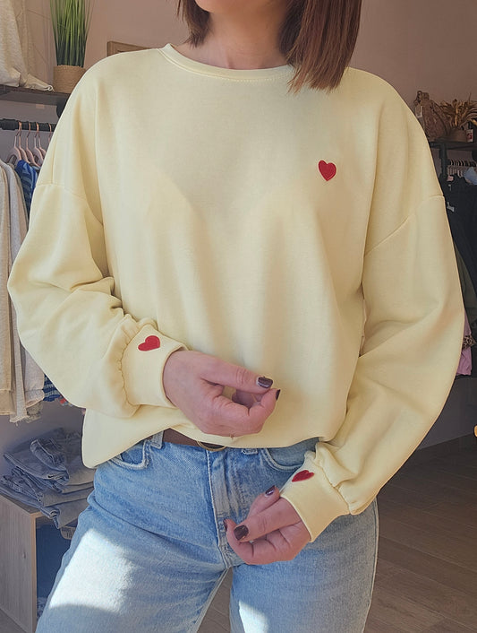 Sweat Jaune Coeur