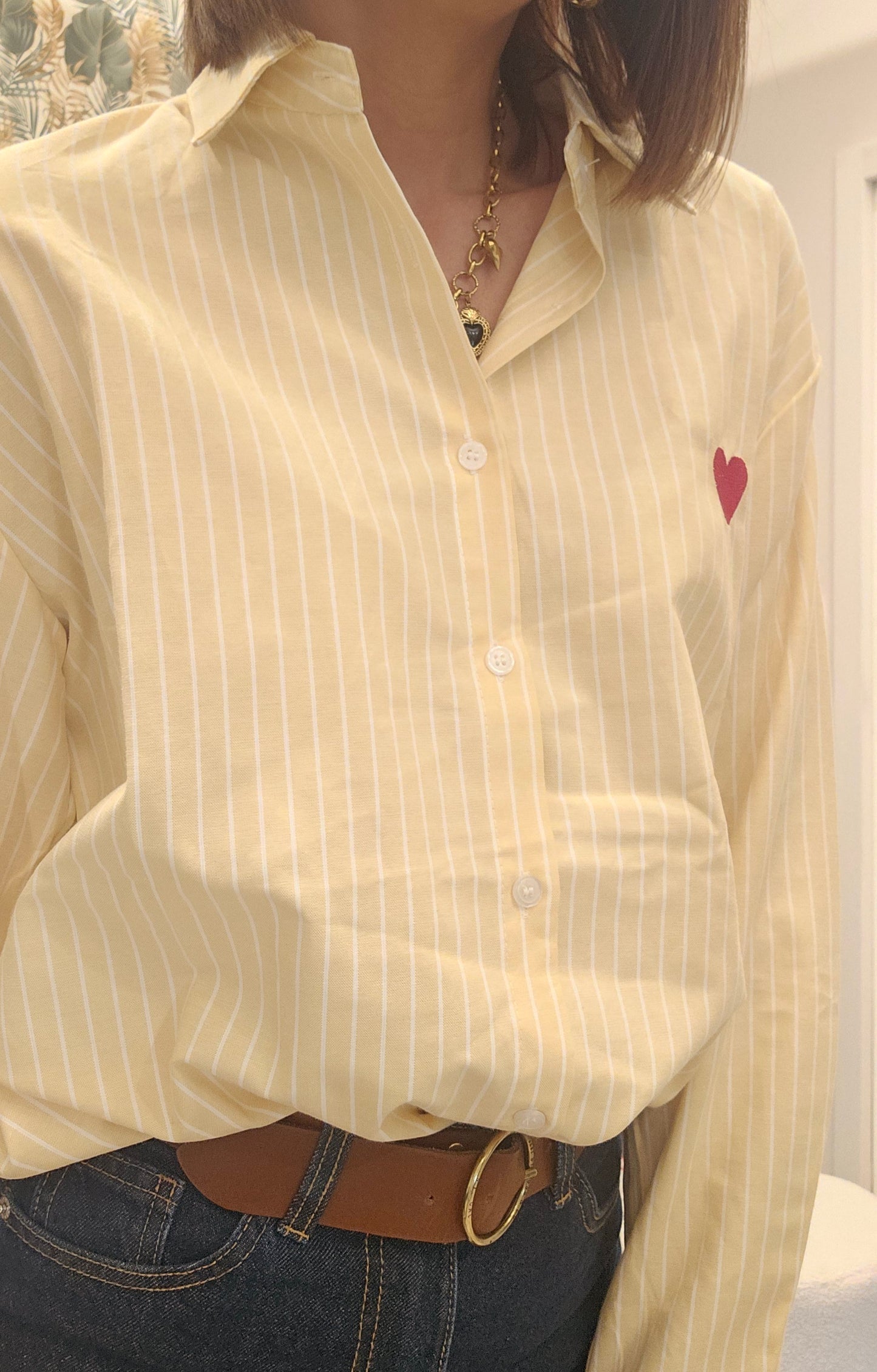 Chemise Jaune rayée Coeur