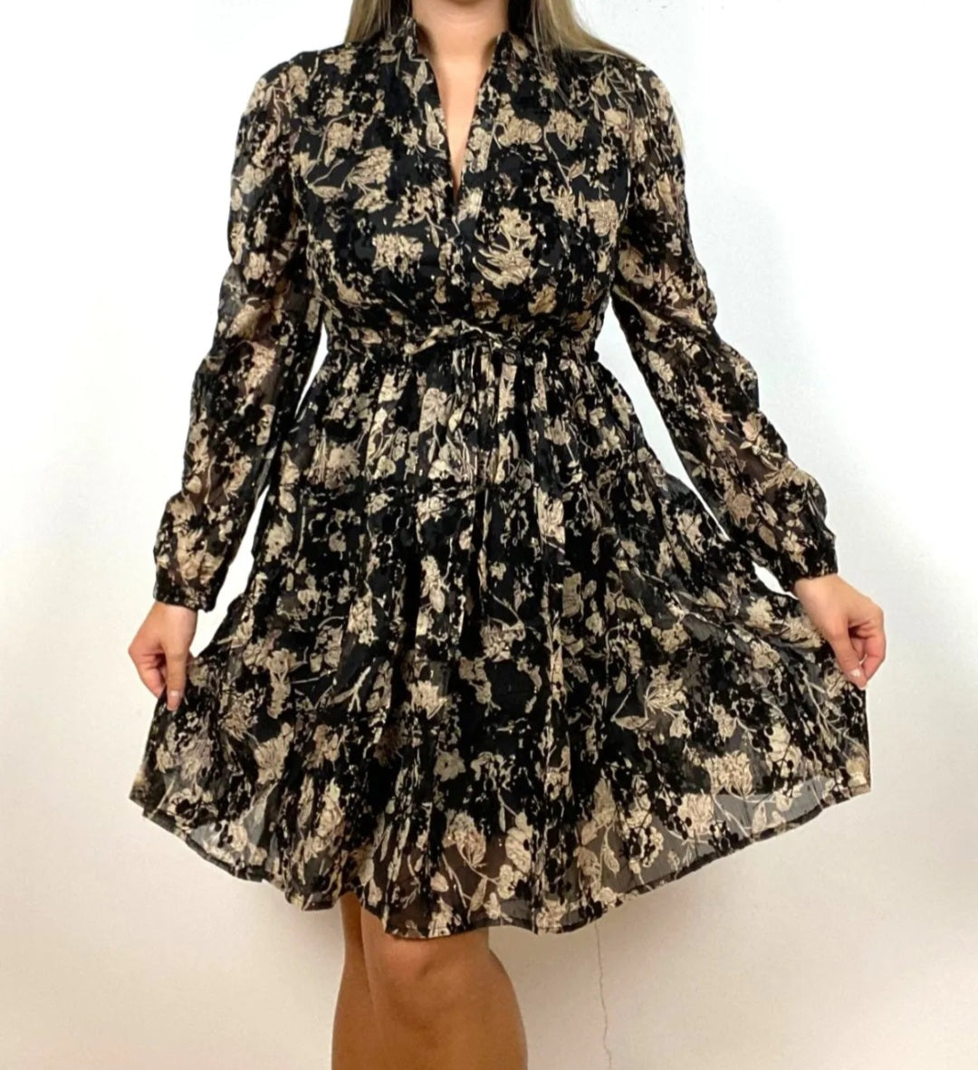 Robe mi-longue Noir/Doré